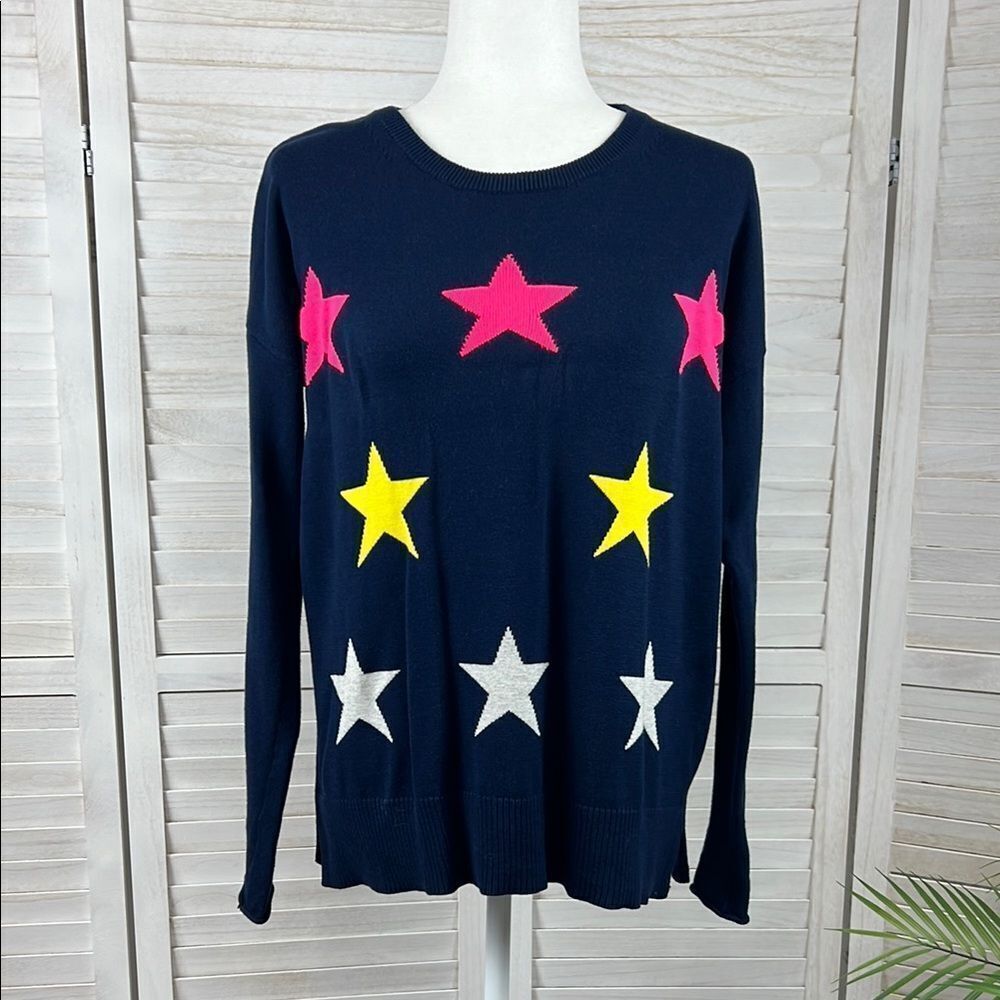 Lisa Todd Navy Star Struck Sweater Small